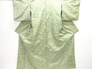 アンティーク　草花模様手織り紬着物
